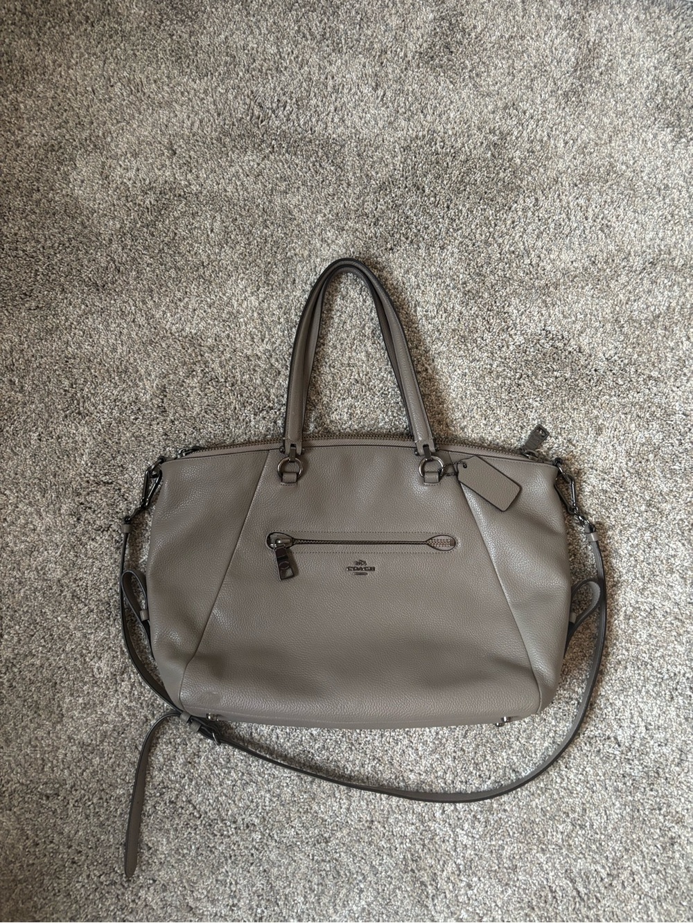 Coach Gray Pebbled Leather Satchel with Removable Strap
